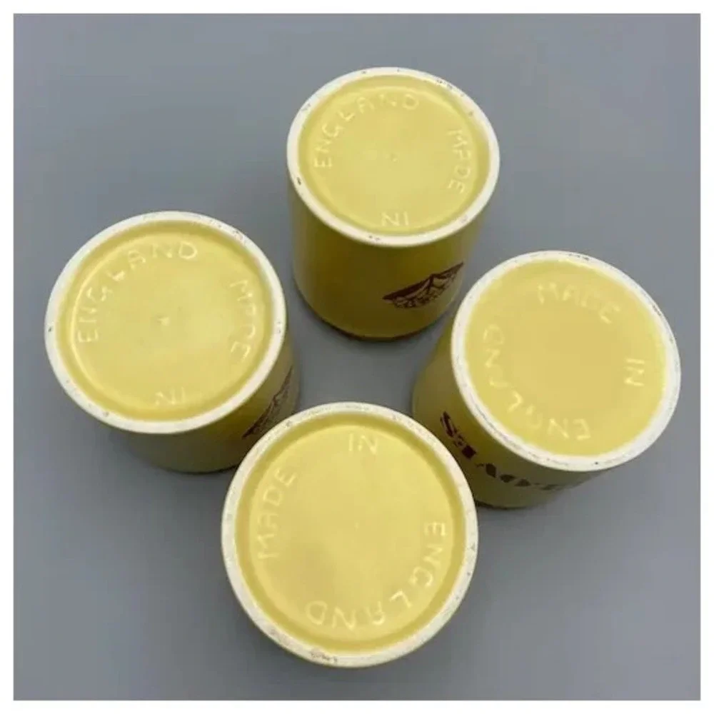 Vintage Kiln Craft Ceramic Spice Jars‎ Cork Lid Made in England Yellow Kilncraft